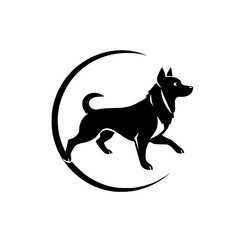 Majestic Canine Silhouette: Elegant Dog Logo Design. Perfect for pet businesses, veterinary clinics, or animal-related brands.  A timeless symbol of loyalty and companionship.