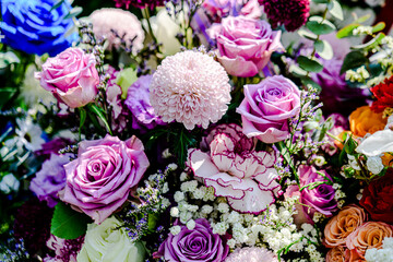 Beautiful flowers decorations, flower background, backdrop wedding decoration, rose pattern, colorful background, bunch of flowers