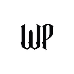 WP monogram logo design letter text name symbol monochrome logotype alphabet character simple logo