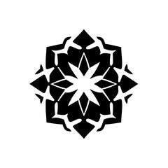 Black and White Mandala Flower Design: Geometric Pattern, Abstract Symbol, Graphic Resource