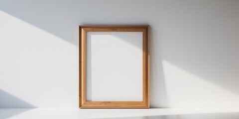 Pixel Perfect Image of a Wooden Frame Hanging on a Wall with a Blank Picture Frame.