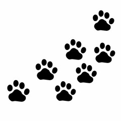 Black Cat Paw Prints Pattern on White Background

