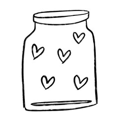 glass jar with heart cute illustration and hand draw