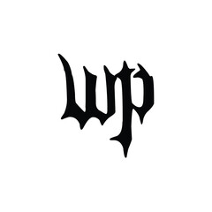 WP monogram logo design letter text name symbol monochrome logotype alphabet character simple logo
