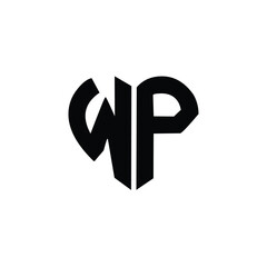 WP monogram logo design letter text name symbol monochrome logotype alphabet character simple logo