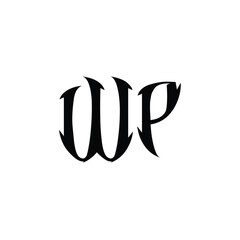 WP monogram logo design letter text name symbol monochrome logotype alphabet character simple logo