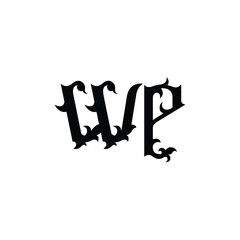 WP monogram logo design letter text name symbol monochrome logotype alphabet character simple logo