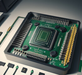 Computer Components Inside - motherboard and electronic components.chips.clusters.memory.under the processor.generative AI