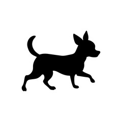 Cute puppy chihuahua running silhouette vector flat illustration design on white background.