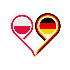 Obraz premium friendship concept. heart symbol icon of poland and germany flags. vector illustration isolated on white background