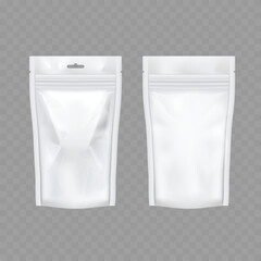 Transparent Stand Up Pouch Packaging Mockup with Zip Lock Vector
