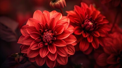 Fototapeta premium closeup of red dahlia flower