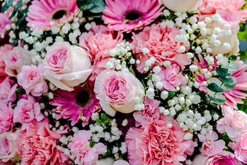 Title: Beautiful flowers decorations, flower background, backdrop wedding decoration, rose pattern, colorful background, bunch of flowers