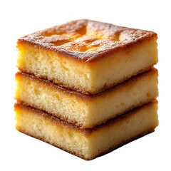 Stack of delicious square cakes isolated on transparent background