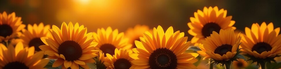 Obraz premium Warm golden light falls on wine sunflower arrangement, arrangements, autumnal, wine
