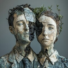 Obraz premium Artistic sculptures depicting human emotion.