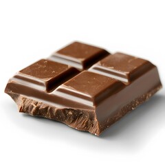 Fototapeta premium Broken dark chocolate bar, isolated, white background, sweet treat, food photography