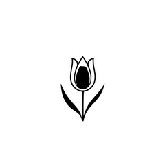 Monochrome Tulip: Minimalist Black and White Floral Design. Elegant Botanical Illustration, perfect for spring themes and nature-inspired projects.