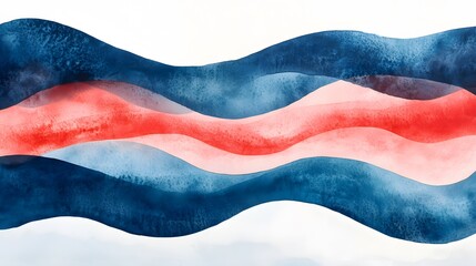 Naklejka premium Abstract Watercolor Waves in Red and Blue Hues