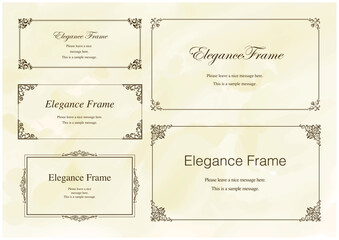 高級感のあるエレガンスなフレームセット、飾り罫、装飾デザイン、上品なあしらい、茶、ブラウン