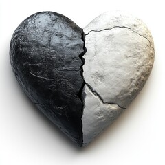 Naklejka premium Broken heart symbolizing duality in emotions