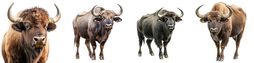 Naklejka premium Buffalo isolated on a white background. Mix Collection Png.
