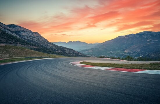 Mountain road sunset race track curve