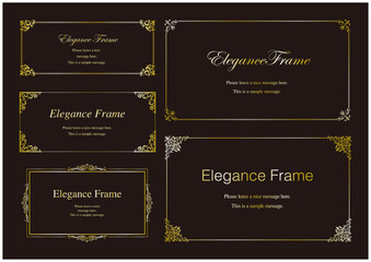 高級感のあるエレガンスなフレームセット、飾り罫、装飾デザイン、上品なあしらい、金、ゴールド