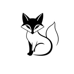 Elegant Black and White Fox Illustration: A Stunning Minimalist Design