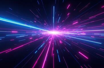 Obraz premium High-energy light streaks in blue and pink, creating a dynamic and futuristic motion effect.
