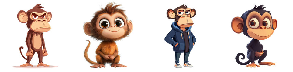 Cartoonstyle Monkey Character Isolated White