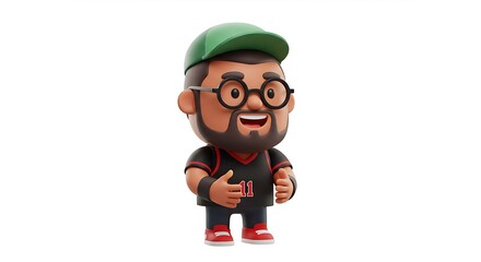 Happy 3d Cartoon Man Wearing Glasses and Cap