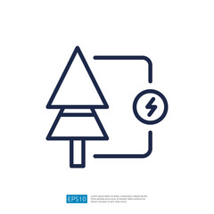 Tree Icon Representing Sustainability and Renewable Energy Supply for Electric Vehicle Charging Solutions