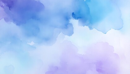 Watercolor Painting Creating a Soft Blue and Purple Abstract Background