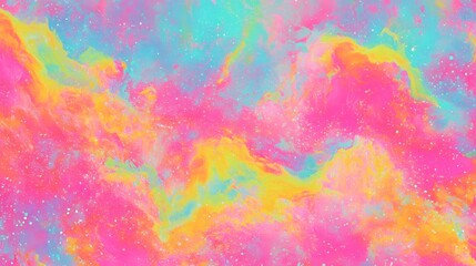 Vibrant Galaxy Nebula Pink Yellow Blue Abstract Art Background