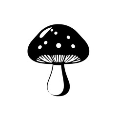 Black and White Mushroom Illustration - Simple Nature Design