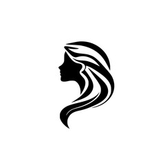 Elegant Woman Silhouette with Flowing Hair: A Stylish and Graceful Vector Design