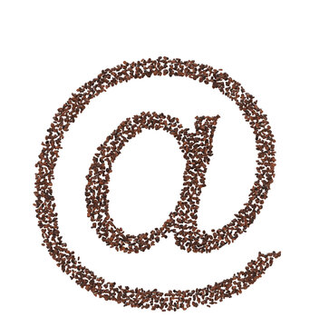 @ Symbol Made with Coffee Beans - 3D Render on Transparent Background