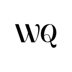 WQ monogram logo design letter text name symbol monochrome logotype alphabet character simple logo