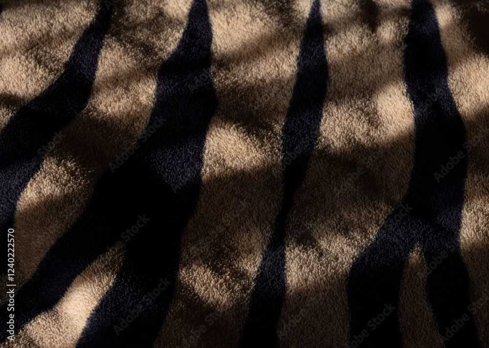 Poster a zebra print rug with a black and brown color scheme