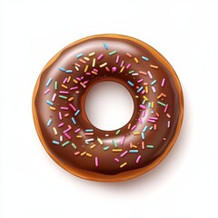 Chocolate donut with sprinkles, overhead view. (1)