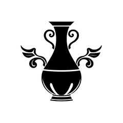 Ancient Ornate Vase: Classic Art, Cultural Heritage, Elegant Design, Black and White Illustration, Decorative Pottery, Vintage Symbol