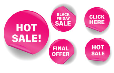 Sale Tag and Banner Icon Set. Hot sale offer, Final offer Sale, Black FRIDAY Discount, Click here .Mega Sale and Online Shopping Banner Template Vector Design on White Background.