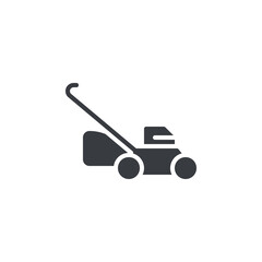 Fototapeta premium A push lawn mower with wheels vector icon