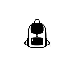 Black Backpack Icon: Minimalist Travel Bag Design, Perfect for Adventure and School