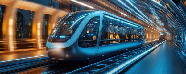 Fototapeta premium Revolutionizing Travel: A Futuristic Transportation System Powered by Advanced Technology and Sustainable Energy.