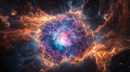 Obraz premium Cosmic Nebula with Vivid Colors and Glowing Gas Clouds