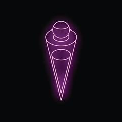 Neon purple award trophy is shining on a black background