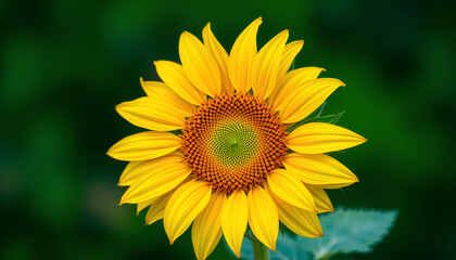 Fototapeta premium Close-Up of Vibrant Yellow Sunflower Against a Green Background