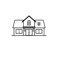 Modern House Exterior Design: Simple Line Art Illustration of a Residential Building. Ideal for real estate, architecture, and home design projects.